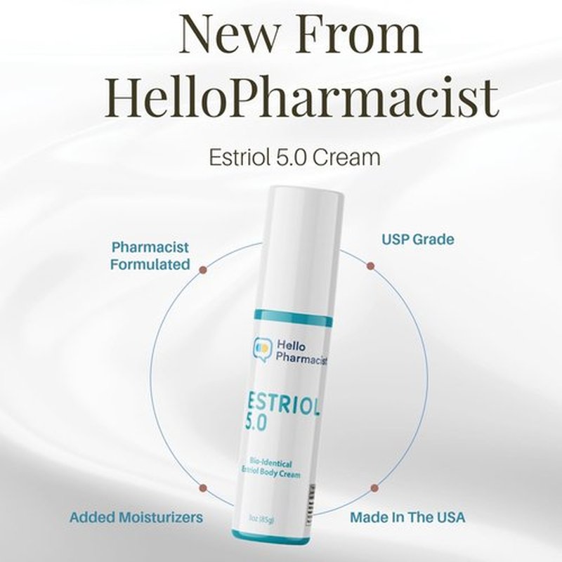HelloPharmacist Natural Bioidentical Estriol 5.0 Professional Cream for Women - Menopause Support - Added Moisturizers & Hyaluronic Acid - 3 Ounces - Trusted Brand