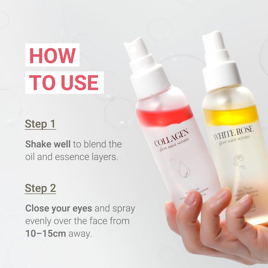 tenzero Collagen Glow Mist Serum 3.38 fl oz (100 ml), Hydrating, Anti Wrinkle, Antioxidant, Brightening Face Mist, Daily Moisturizer, Lightweight, for All Skin Types with Niacinamide, Pomegranate
