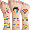 HAOYAN 10 Sheets LGBT Pride Day Temporary Tattoo Sticker Rainbow Pattern Love Is Love Flash Waterproof Fashion Body Art Men Women Child
