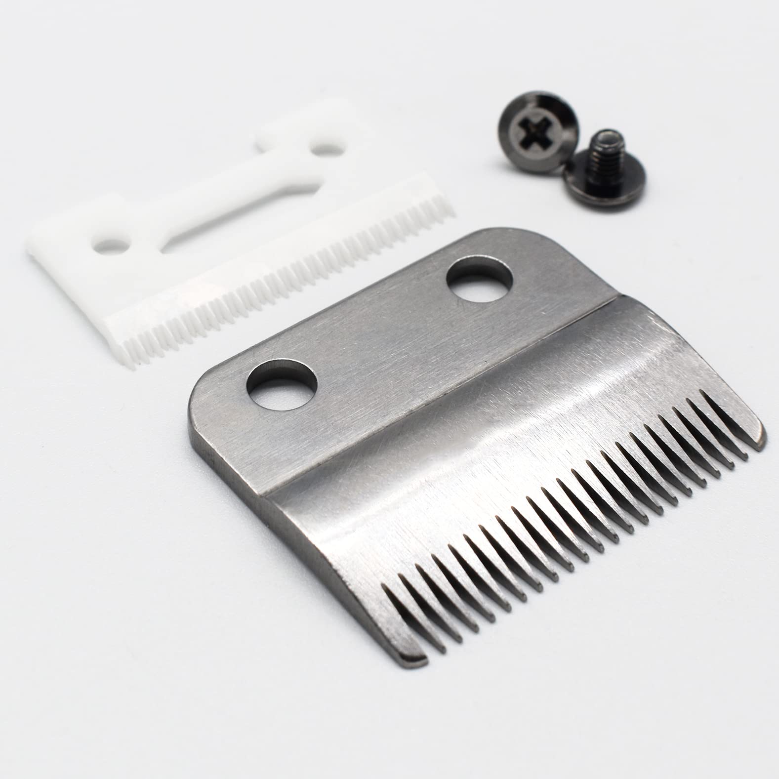 Professional 2-Hole Stagger Tooth Replacement Blades Set #2161, Compatible with Wahl 5 Star Series Cordless Magic Clip Hair Clipper (Silver)