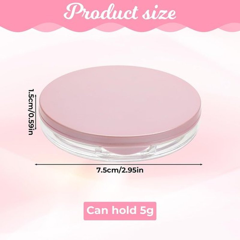 Skiennix Loose Powder Containers - 2 PCS Reusable Travel Makeup Containers with Puff & Mirror | 0.18oz