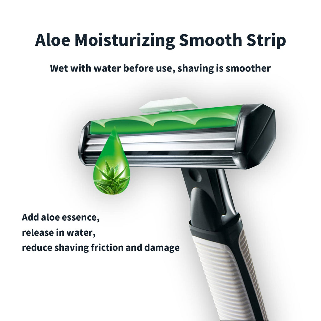 Razors for men Shaving,2-Blade mens Razor Cartridges Includes 1 Handles and 48 Replaceable razor head, With Lubricating Strip - Compatible With Atra Razor Handles（48 Cartridges reffills）