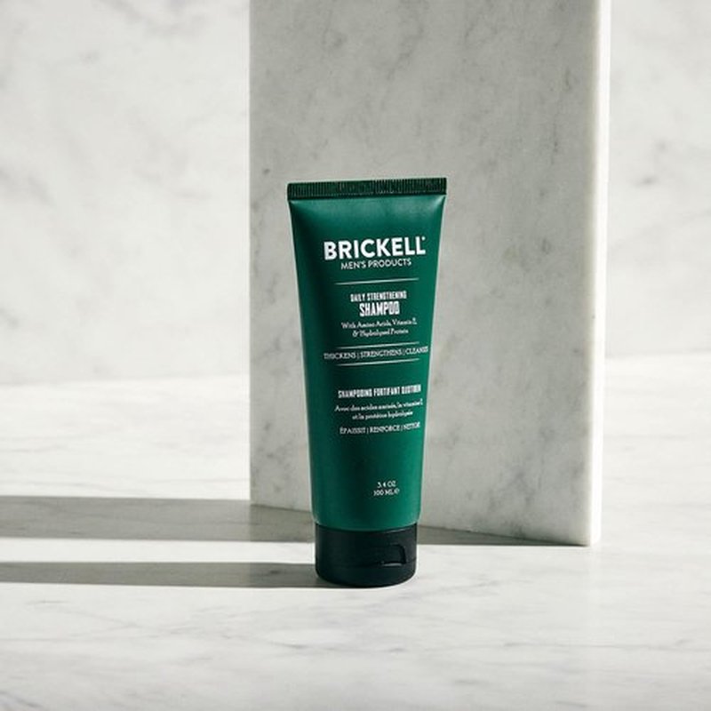 Brickell Men's Products Daily Strengthening Shampoo - Natural Mint & Tea Tree Oil for Itchy Scalp | 3.4 Oz