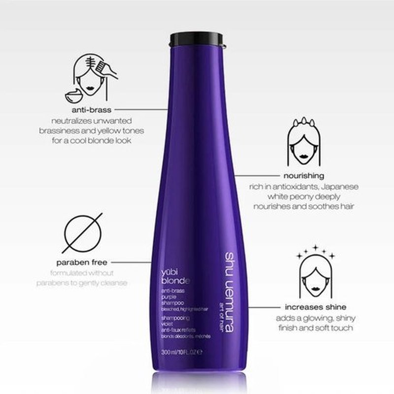 Shu Uemura Art of Hair Yubi Blonde Purple Shampoo - Color-Corrects Brassiness & Smooths Blonde Hair