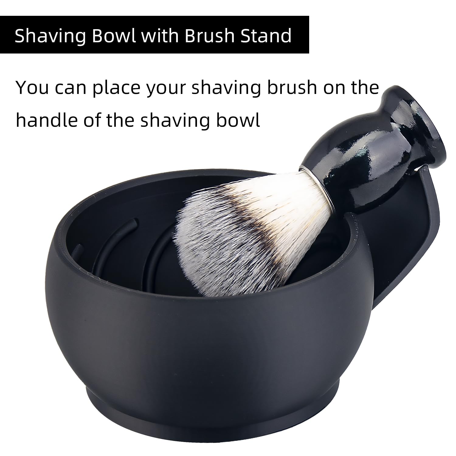 Grandslam Shaving Bowl with Ridges, Shaving Mug with Brush Stand, Shaving Soap Bowl for Shaving Cream and Soap, Durable & Holds Heat Longer, Rich & Thick Lather, Great for Traveling and Use at Home