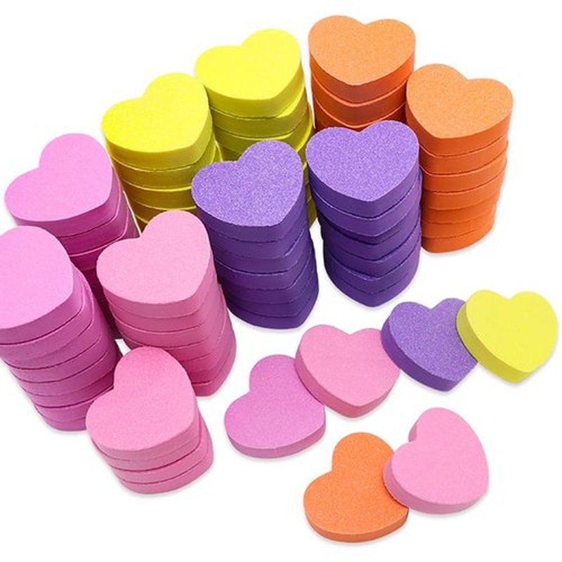 50 Pcs Heart Mini Nail Buffers Sponge Mini Nail Files Double Sided Nail Buffer Blocks Small Nail Sanding Blocks for Acrylic and Natural Nails Manicure Tools Purple