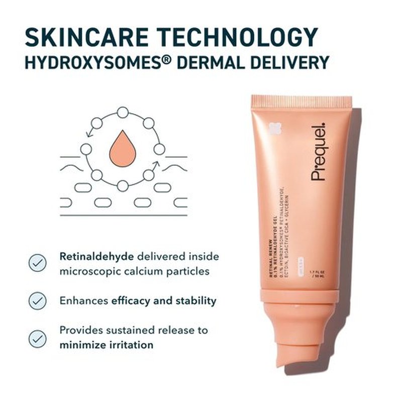 Prequel Skin Retinal Renew - 0.1% Retinaldehyde Gel with Ectoin & Jojoba Oil - Smooths Texture & Evens Tone