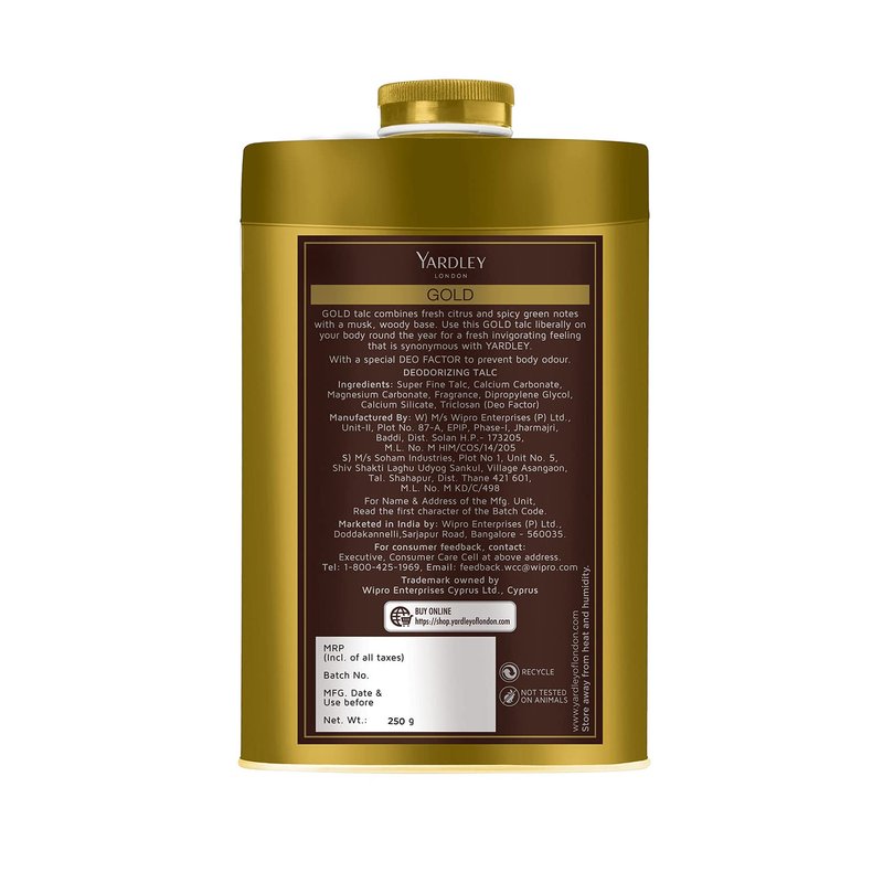 Yardley London Gold Perfumed Talc - Luxurious Fragrance for All-Day Freshness | 250g