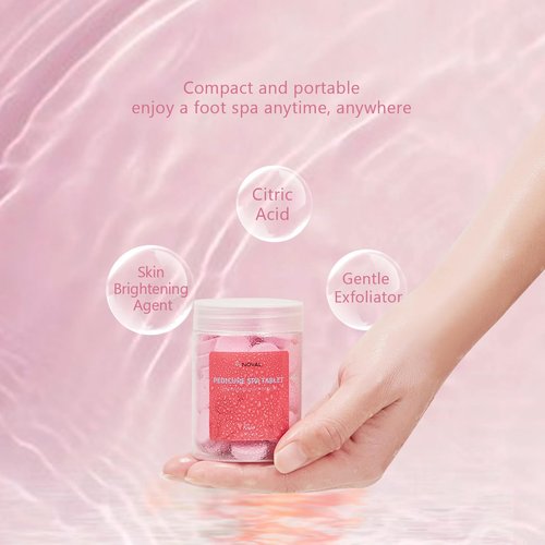 NOVAL Pedicure Spa Tablet - Fast Dissolving, Gentle & Portable Foot Soak for Softening Calluses & Hydrating Skin, Rose Scent