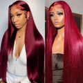 Arsola 99j Burgundy Lace Front Wigs Human Hair Red Burgundy Wig 200% Density 13x6 HD Transparent Straight Lace Frontal Wigs Pre Plucked with Baby Hair Glueless Wig s for Women 26 Inch