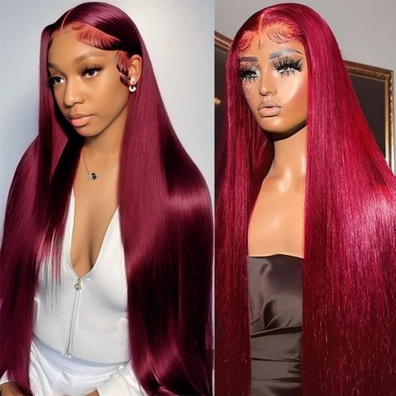 Arsola 99j Burgundy Lace Front Wigs Human Hair Red Burgundy Wig 200% Density 13x6 HD Transparent Straight Lace Frontal Wigs Pre Plucked with Baby Hair Glueless Wig s for Women 26 Inch