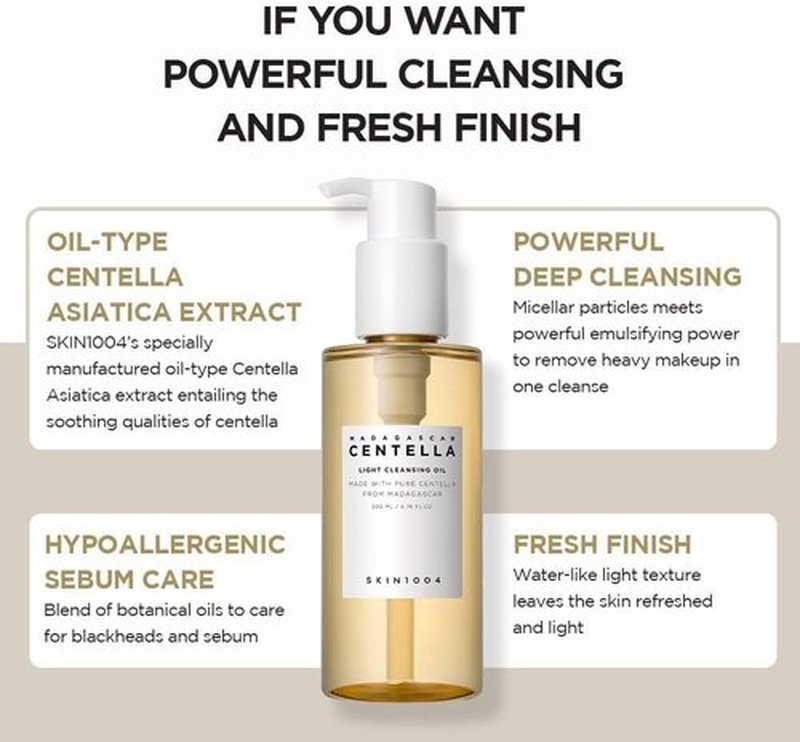 SKIN1004 Madagascar Centella Tone Brightening Capsule Ampoule 100ml and Light Cleansing Oil 200ml Bundle