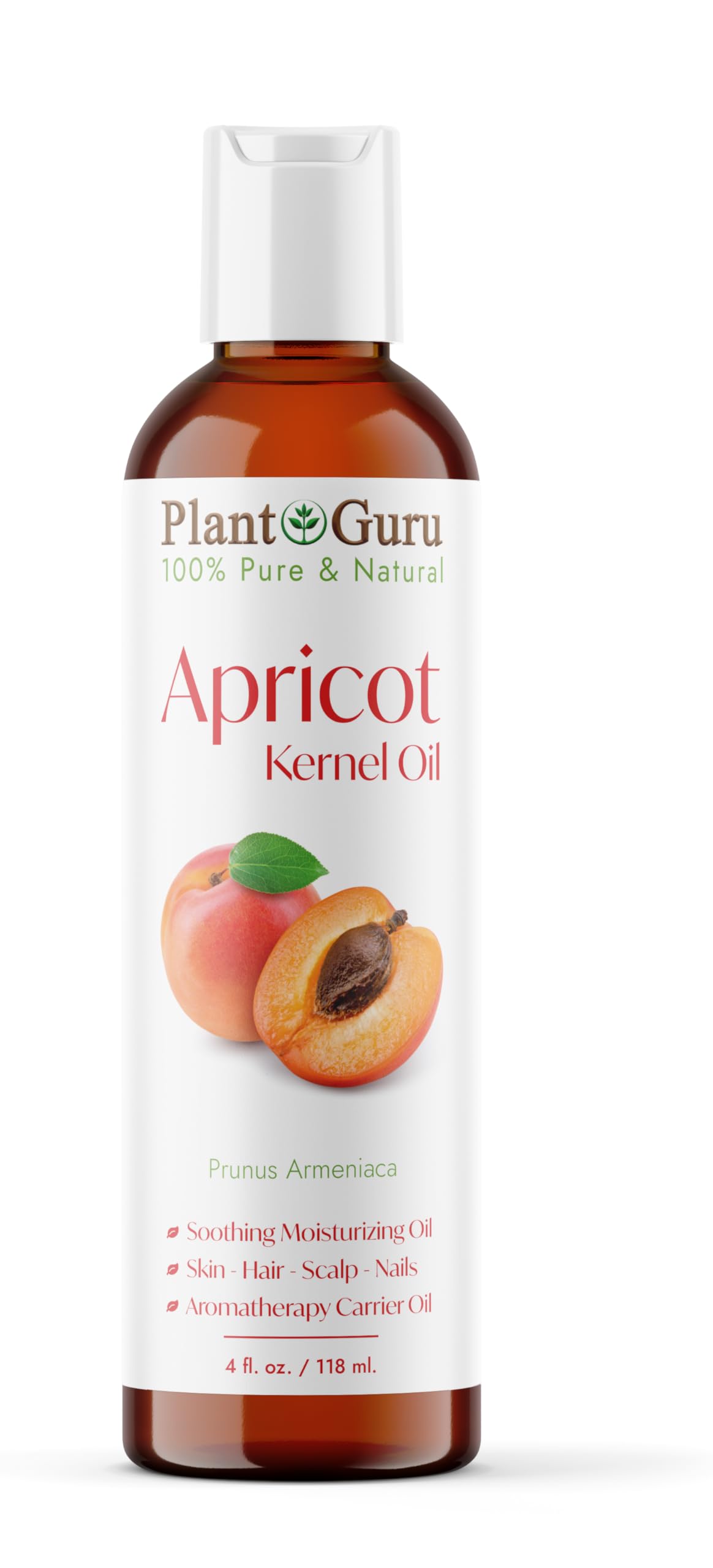 Apricot Kernel Oil 4 fl. oz. Cold Pressed Carrier 100% Pure Natural For Skin, Face, and Hair Growth Moisturizer. Great For DIY Creams, Lotions, Lip balm and Soap Making