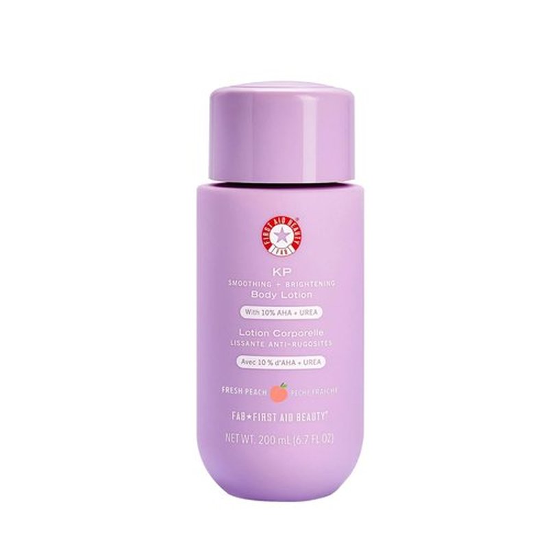 First Aid Beauty - KP Smoothing Body Lotion with 10% AHA & Colloidal Oatmeal | Exfoliate & Moisturize, Peach Scent (6.7 fl oz)