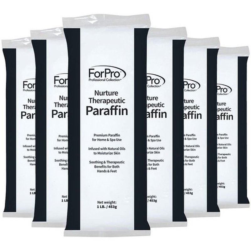 ForPro Professional Collection Nurture Paraffin Wax Refill, Fragrance Free, Six 1-Pound Paraffin Blocks, Non-Greasy, Moisturizing for Soft & Healthy Skin, Unscented, 6 Lbs