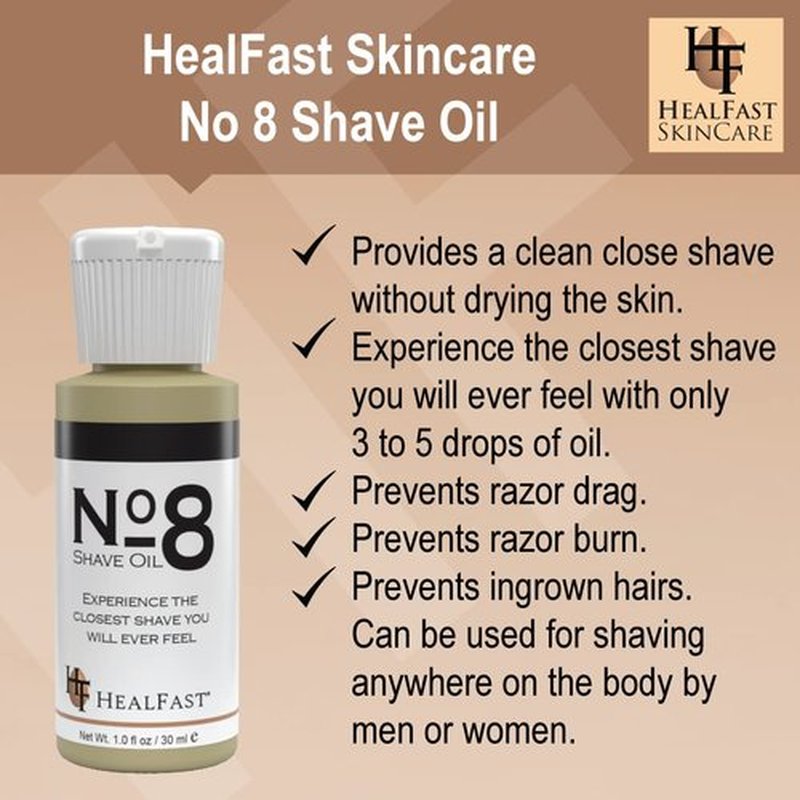 HealFast No. 8 Shave Oil - Premium 1 oz Shaving Oil for Men & Women | Prevents Razor Burn & Ingrown Hairs