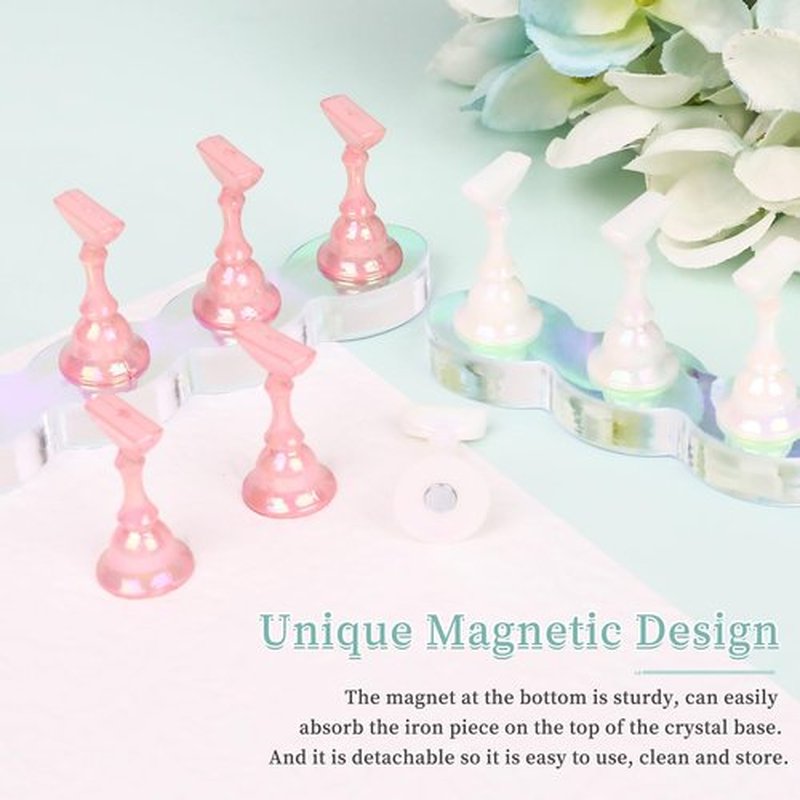 ANGNYA Nail Stand for Press on, Aurora Nail Holder for Painting Nails Fake Nail Display Stand Nail Holder Practice Stands with with 200 Pcs Adhesive Putty for Nail Art Display Home & Salon Use