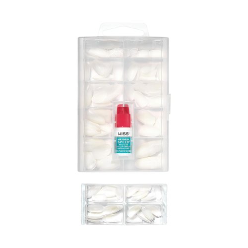 KISS PROFESSIONAL Press On Nails, Earthly, White, Medium, Round, 140 Count