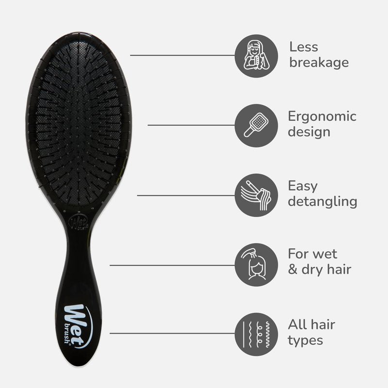 Wet Brush Original Detangling Hair Brush - Ultra-Soft IntelliFlex Bristles for Effortless Tangle Removal - Classic Black