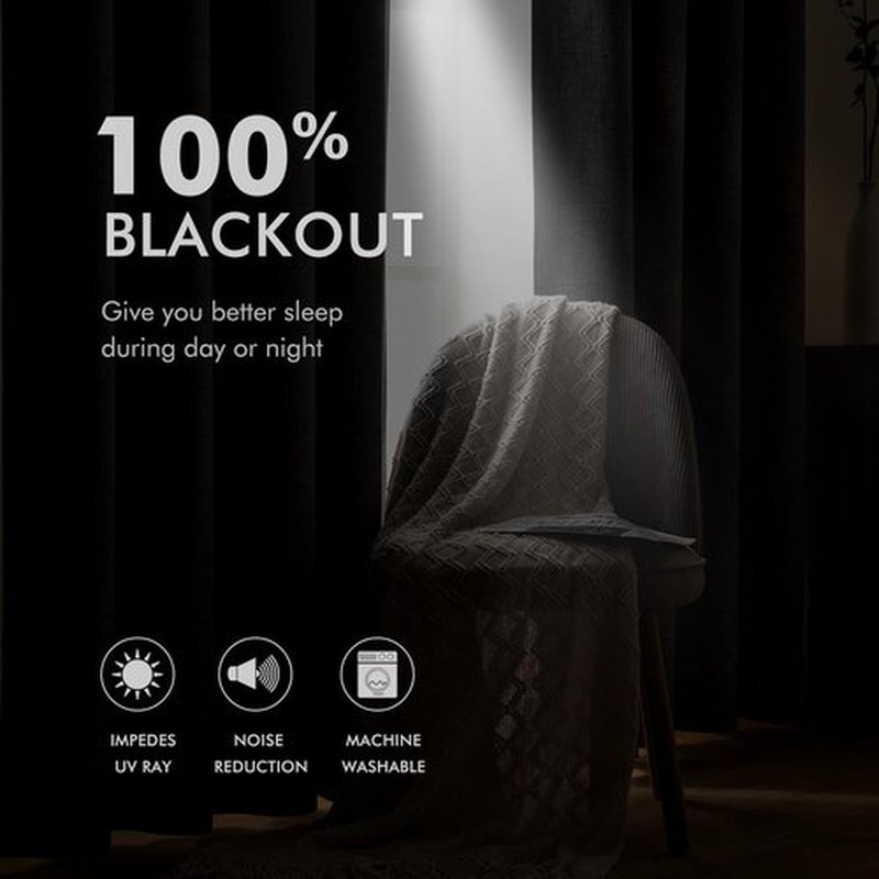 MIULEE Linen Curtains - 100% Blackout Thermal Insulated Drapes | Glacier Gray, 52 x 45 Inch (2 Panels)