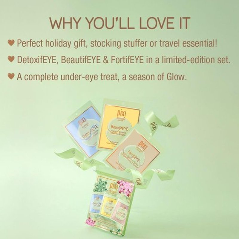 Pixi Beauty Holiday Eye Patch Trio - 3 Single-Use Patches for Depuffing & Hydrating Under-Eyes | 6 Patches Total