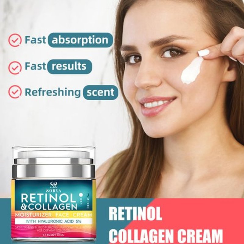 SORYA Advanced Anti-Aging Retinol Cream with Collagen & Hyaluronic Acid – Deeply Hydrating & Firming Face Moisturizer – Helps Improve the Look of Fine Lines & Wrinkles – For Smooth, Radiant Skin