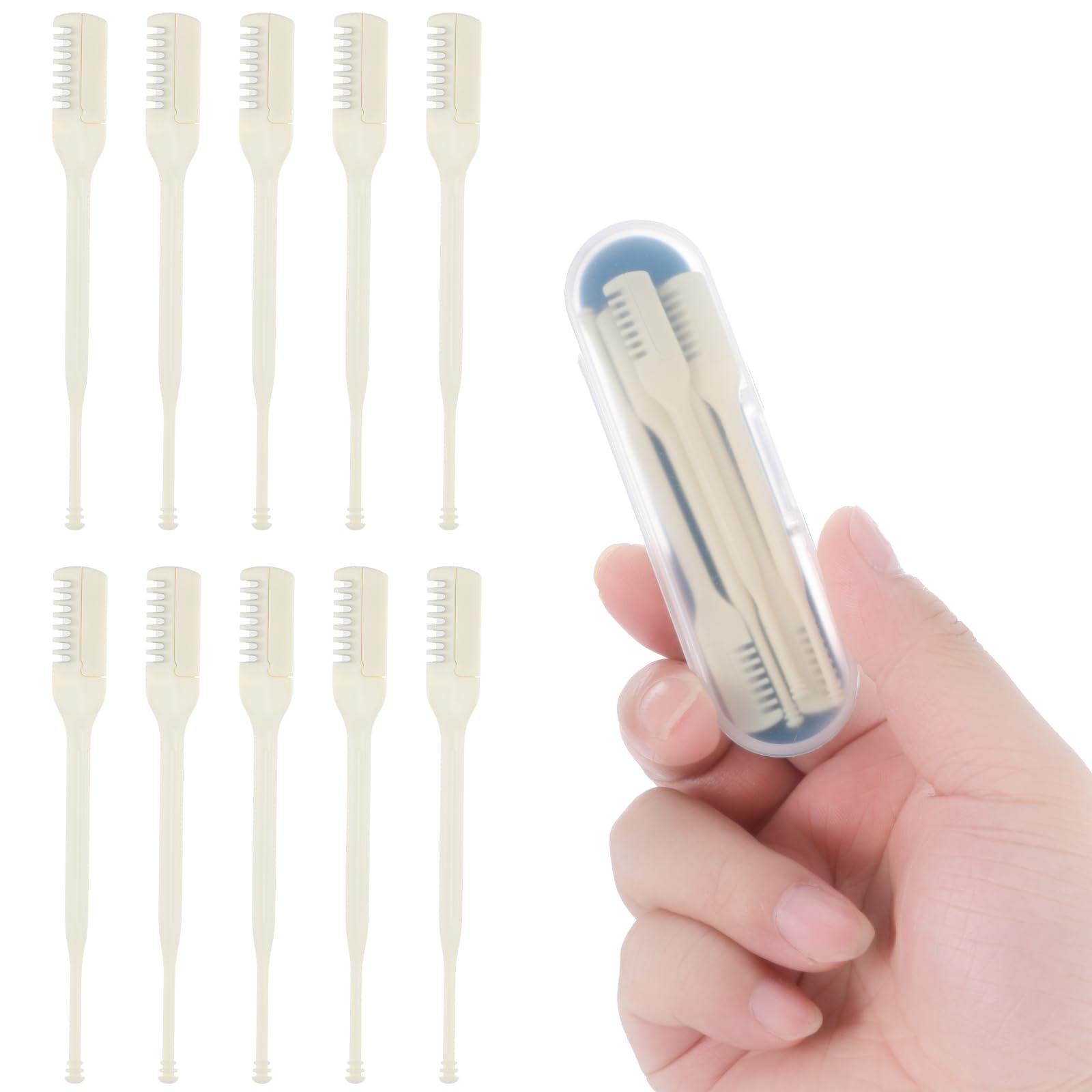 MBAIYO 10-Pack Manual Nose Hair Trimmer, 360° Rotating Nasal Hair Cutter with Ear Picker for Women Men Double Sided Nose Hairs Remover Tool