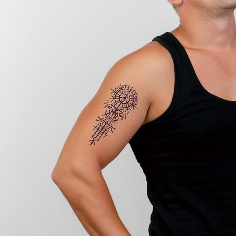 Temporary Tattoos Viking tribal tattoo Totem sticker,16 Sheets Waterproof Long Lasting Fake tattoo for Men Arm Q716
