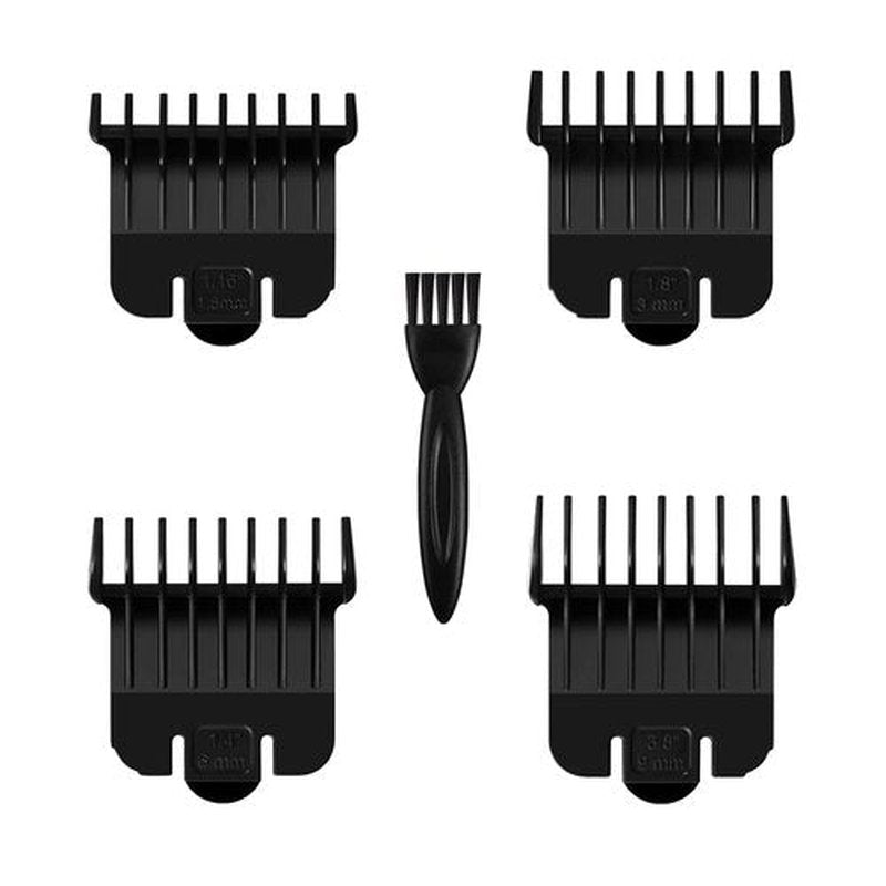 Andis T Outliner Guards - 4 Pack Snap-On Attachments for Close Trimming | Sizes 1/16” to 3/8” - Black
