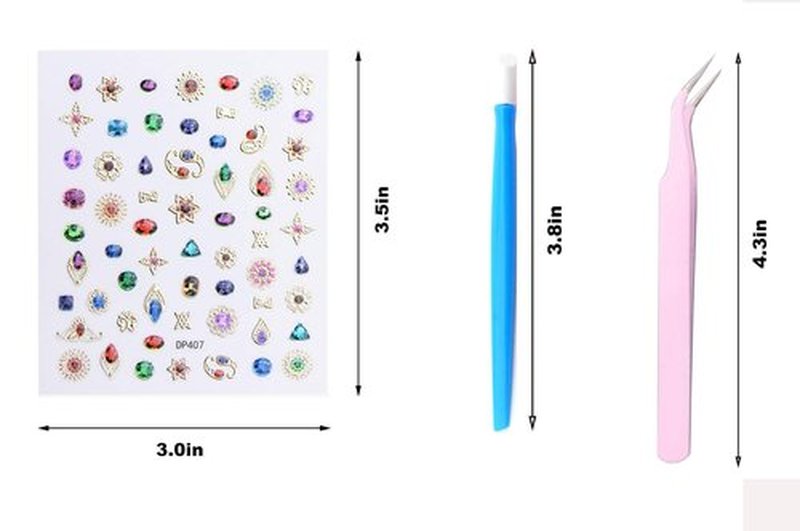 10 Sheets Luxury Nail Stickers for Girls - Stunning Gem Art in Multiple Crystal Bronzing Shapes,Colorful 3D Self-Adhesive Decals for DIY Nail Art with Tweezers and Pressing Stick Included