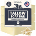 Beef Tallow Soap Bar – All Natural Grass Fed Tallow Soap Unscented – Moisturizing Face & Body Wash Great for Eczema, Dry, Itchy, Sensitive Skin – Handcrafted Bath Soap for Adults, Kids, Made in USA