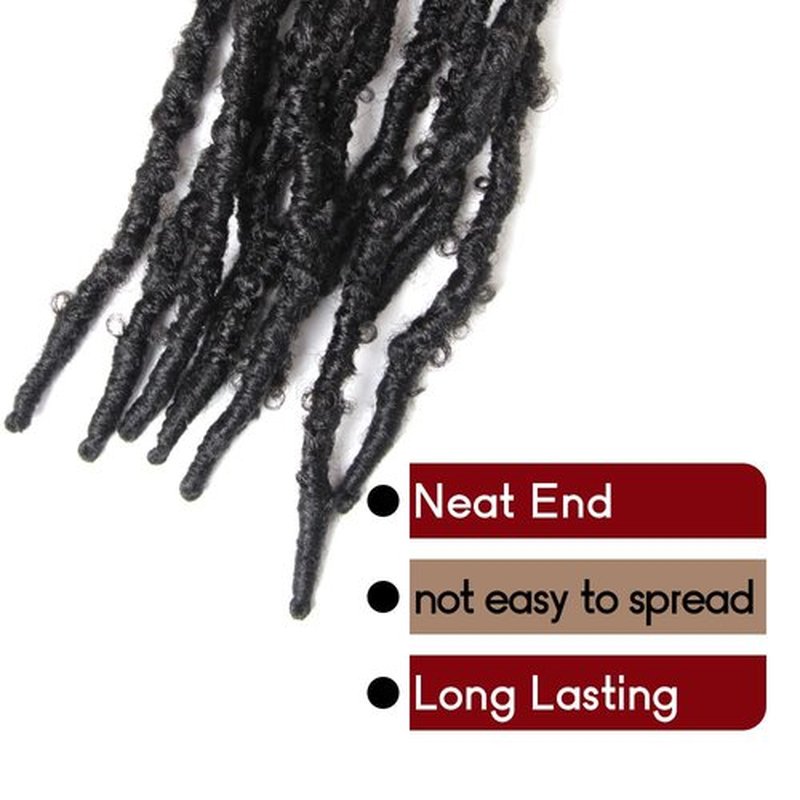 BOHOBABE 24 Inch Light Weight Butterfly Locs Crochet Hair 8 Packs Long Black Distressed Butterfly Faux Locs Toupees Hair, 1B