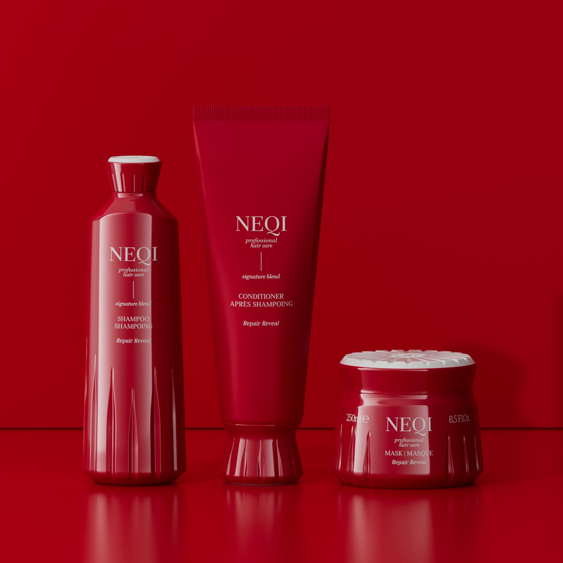 neqi - REPAIR REVEAL Hair Mask 250ml – Intensive Repairing Hair Care for Damaged Hair, Anti-Frizz, Vegan, Sulfate-Free, Strengthens Hair Structure, Made in Italy
