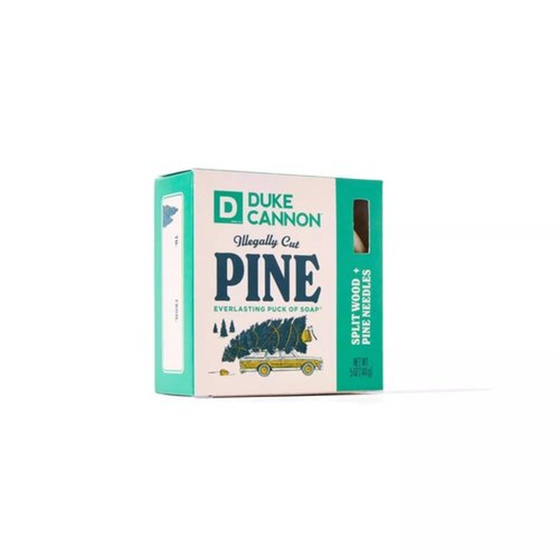 Duke Cannon Illegally Cut Pine Soap for Men – Split Wood + Pine Needles Scent, Long-Lasting Puck of Soap, 10 oz Bar