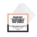 Peace Out Silver Shield Face Towels - Disposable, Biodegradable, Super Absorbent for Sensitive Skin | 30 Count