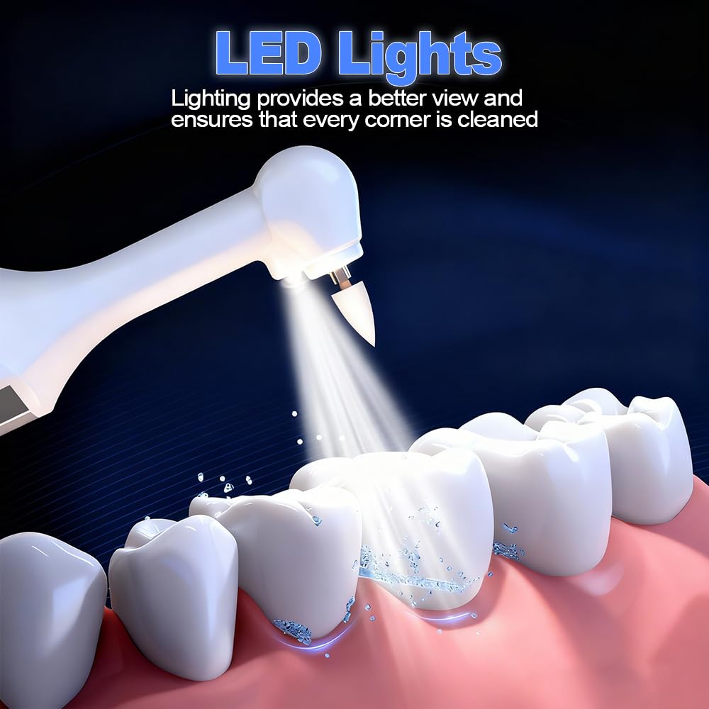 Home Tooth Polisher,Multi-Functional LED Tooth Polisher,Aluminum Alloy with Anti-Slip Texture,9 polishing Paste Units,USB Type-C Charging,6 Polished Accessories,Personal Portable Dental Care Tool