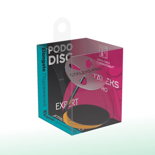 STALEKS PRO Expert Elongated PODODISC L (25mm) – Stainless Steel Pedicure Disc with 5 x 180 Grit Disposable Files for Fast Large Area Treatment