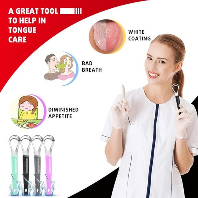 Cbiumpro Tongue Scraper Set - 4-Pack Stainless Steel Cleaners with Travel Case | Freshen Breath for Kids & Adults