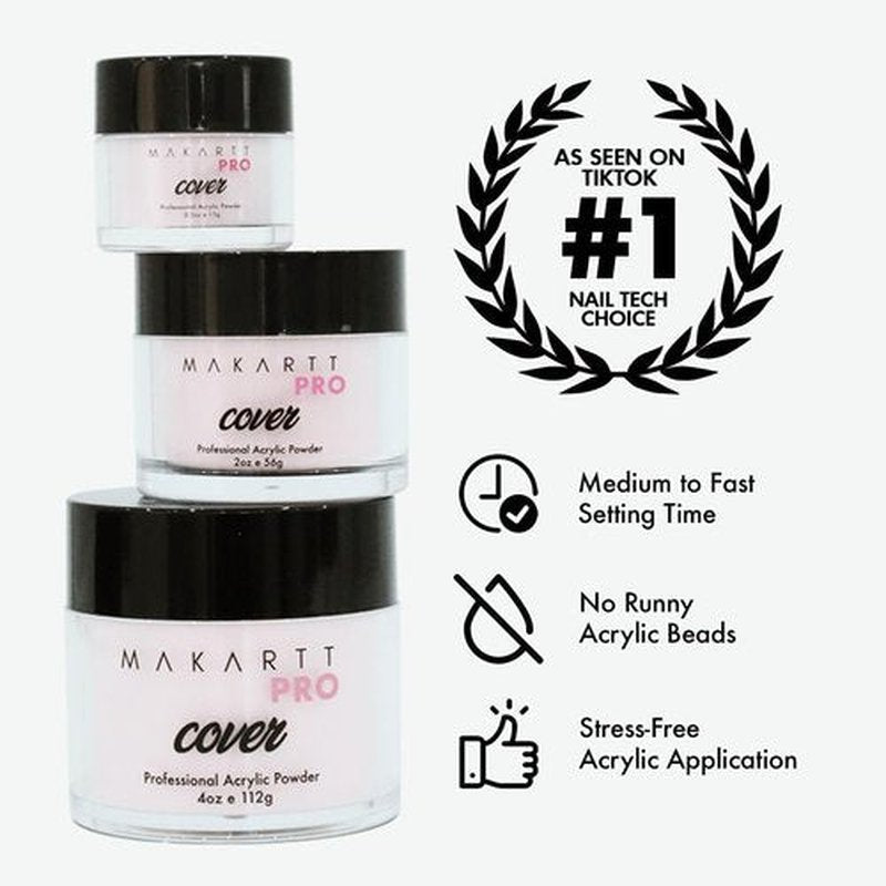 MakarttPro Acrylic Powder Set - 4 Cool Tone Colors 0.5oz for Nail Extension & Sculpting | Professional Pink Essentials