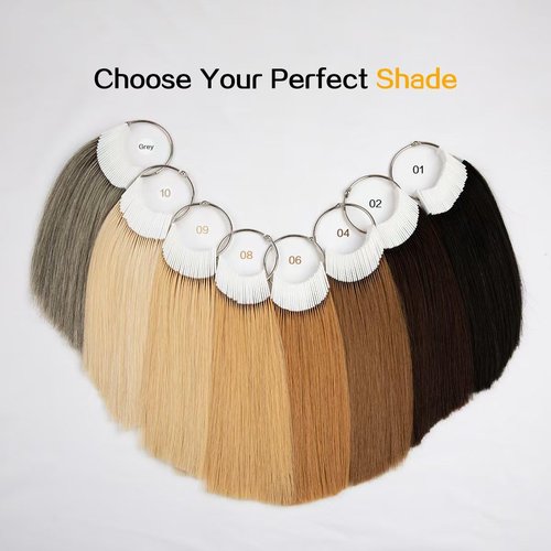 RINBOOOL Hair Swatches for Testing Color, Light Grey, Real Natural Human Hair, 30 Strands per Pack, 8 Inch