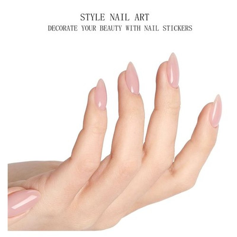 JMEOWIO Gel Nail Stickers Cream Pink Semi Cured Gel Nail Strips Wraps UV/LED Nails Art Design Decoration Accessories
