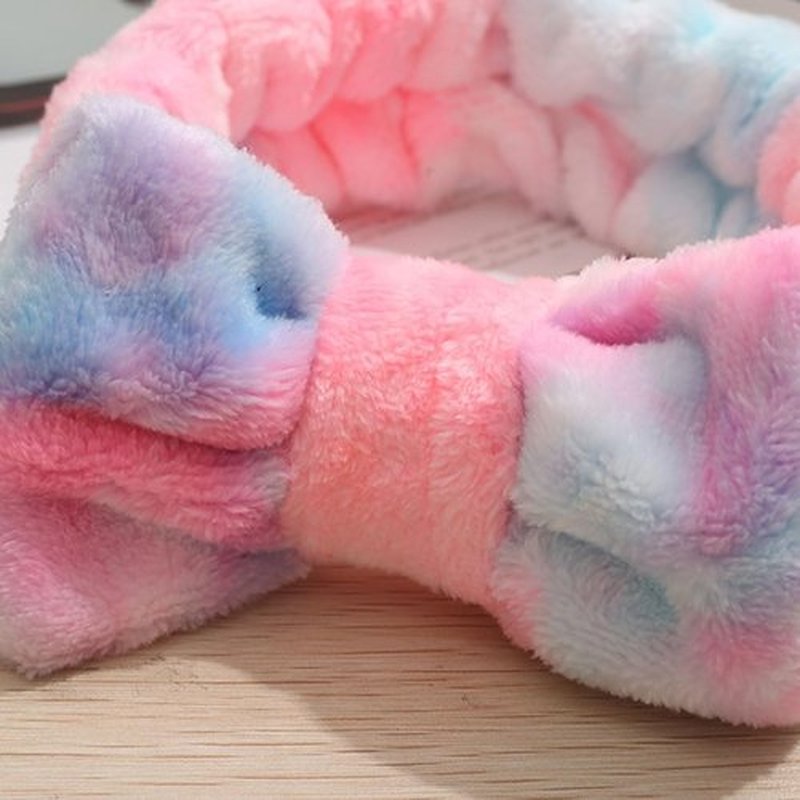Tomolucky Direct 12pcs Spa Headband Soft Bowknot Spa Hair Band Coral Fleece Headband Makeup Headbands for Face Washing Skin Care Shower Yoga Headwraps for Women Girls (Pattern C)