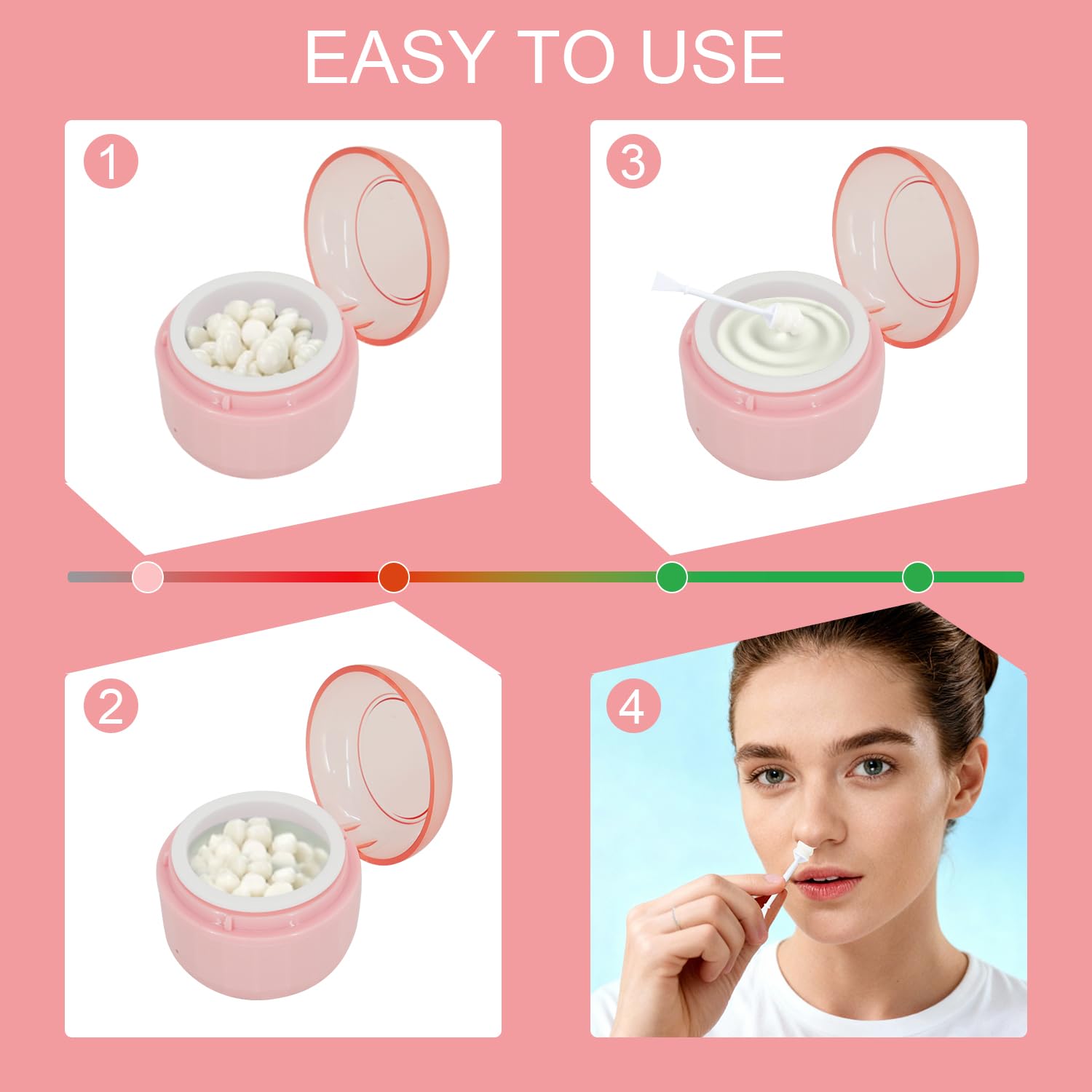 Nose Wax Kit for Men – 50g Nose & Ear Hair Removal Wax, USB Fast Heat, Smart Temp, 10 Sticks, Painless & Easy Grooming Kit with Full Accessories (Pink)