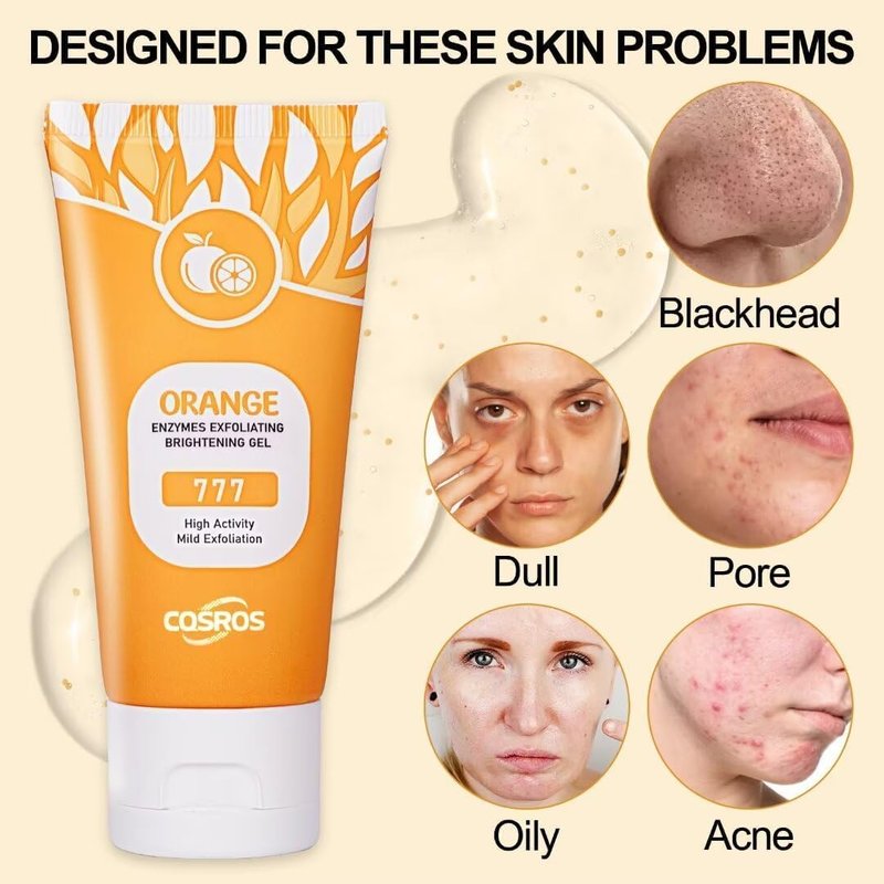 Orange Exfoliating Gel Scrub - Natural Orange Peeling Gel for Face and Body, Gentle Facial Exfoliator, Deep Cleansing Face Scrub for All Skin Types
