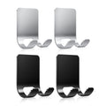 4Pcs Razor Holder, Shaver Hook Hanger, Multipurpose Self Adhesive Double Hooks, Silver Black Stainless Steel Shower Hooks, For Bathroom and Kitchen Storage, Includes Loofah, Towel, Plug, Clothes