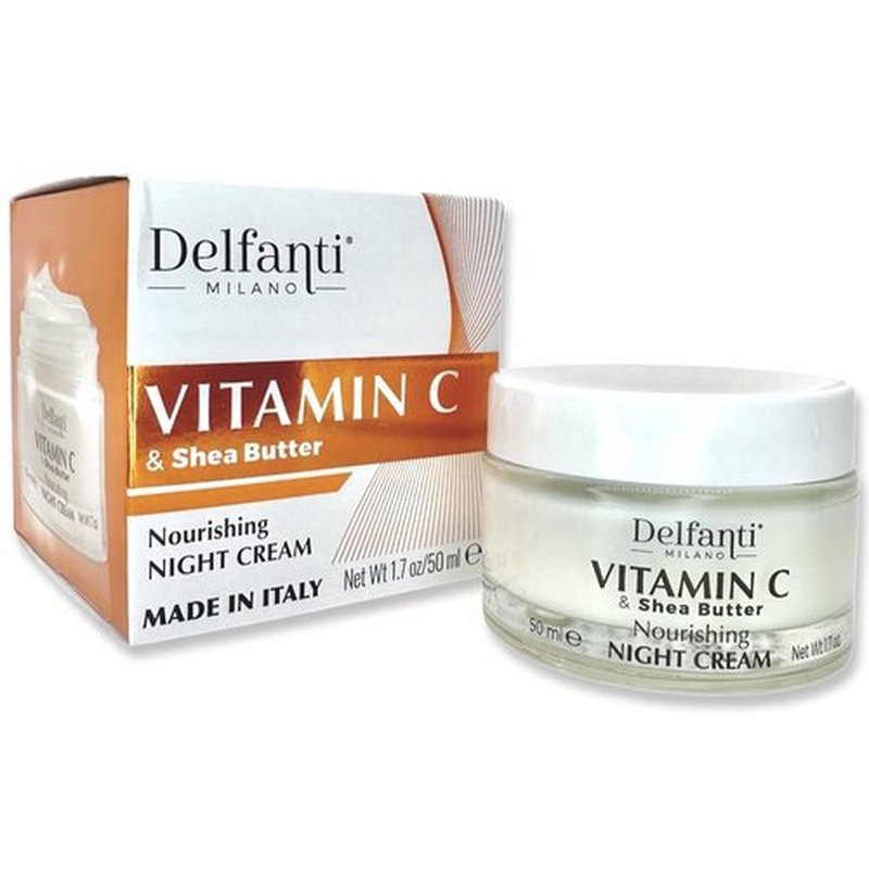 Delfanti-Milano • VITAMIN C & SHEA BUTTER • Nourishing Night Cream • Face and Neck Moisturizer • Made in Italy