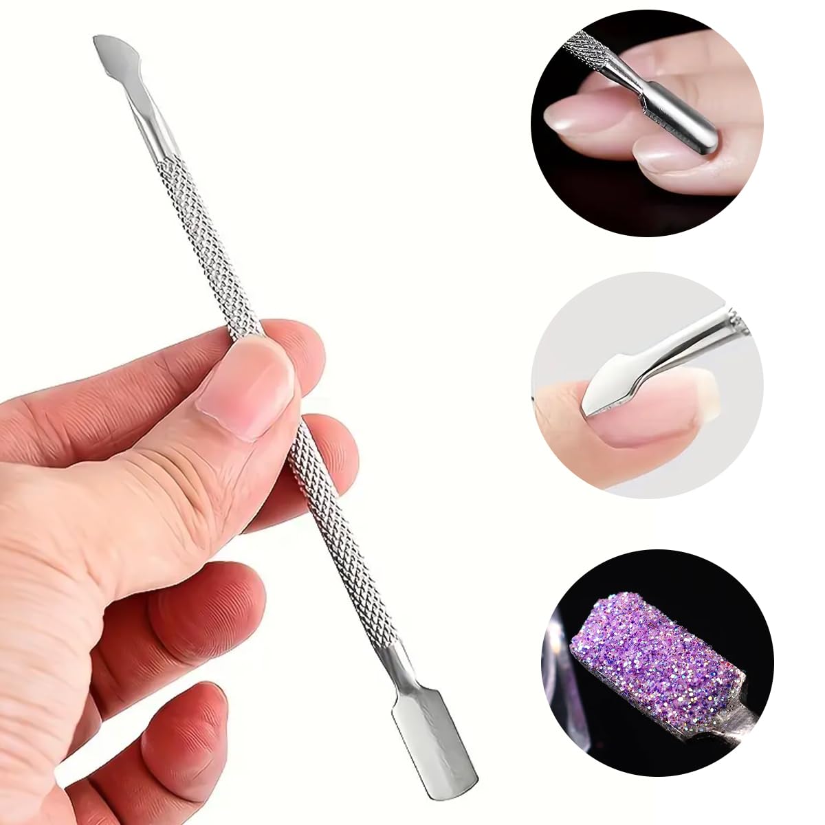 10 Bottle Shimmer Sugar Glitter Powder for Nails,Colorful Candy Coat Effect Iridescent Nail Dipping Powder Pigment, Fluorescent Chrome Dust and Stainless Steel Cuticle Pusher for DIY Manicure Decor