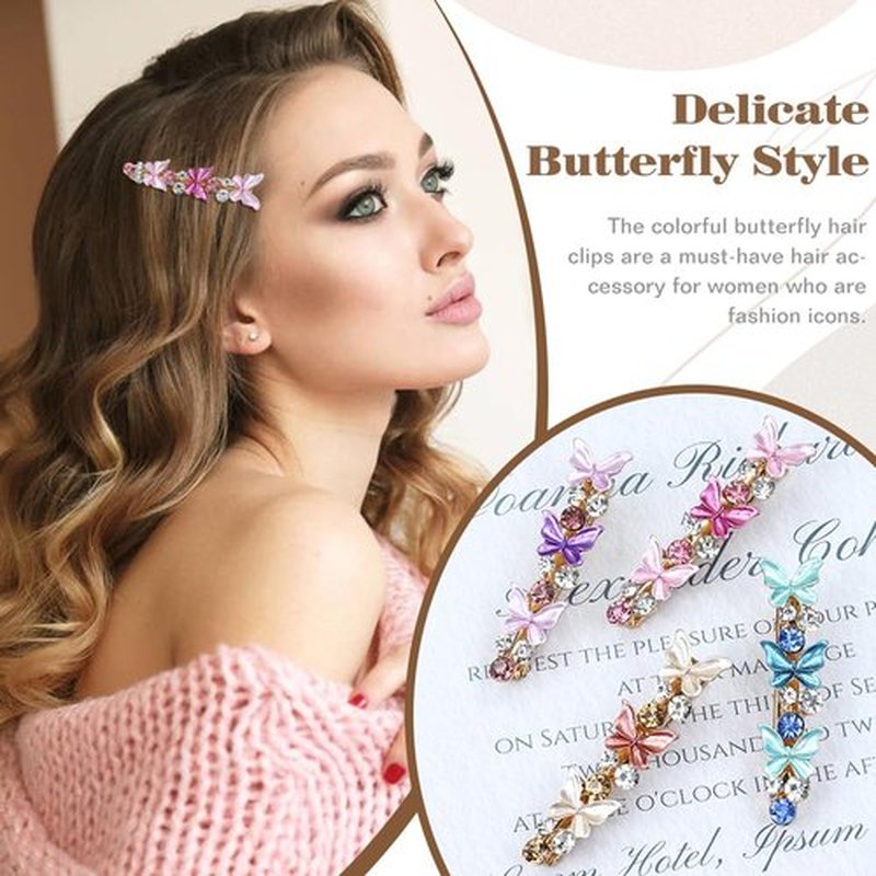 inSowni 12 Pieces Gold Metal Rhinestone Butterfly Flower Alligator Hair Clips Barrettes Accessories for Women Girls
