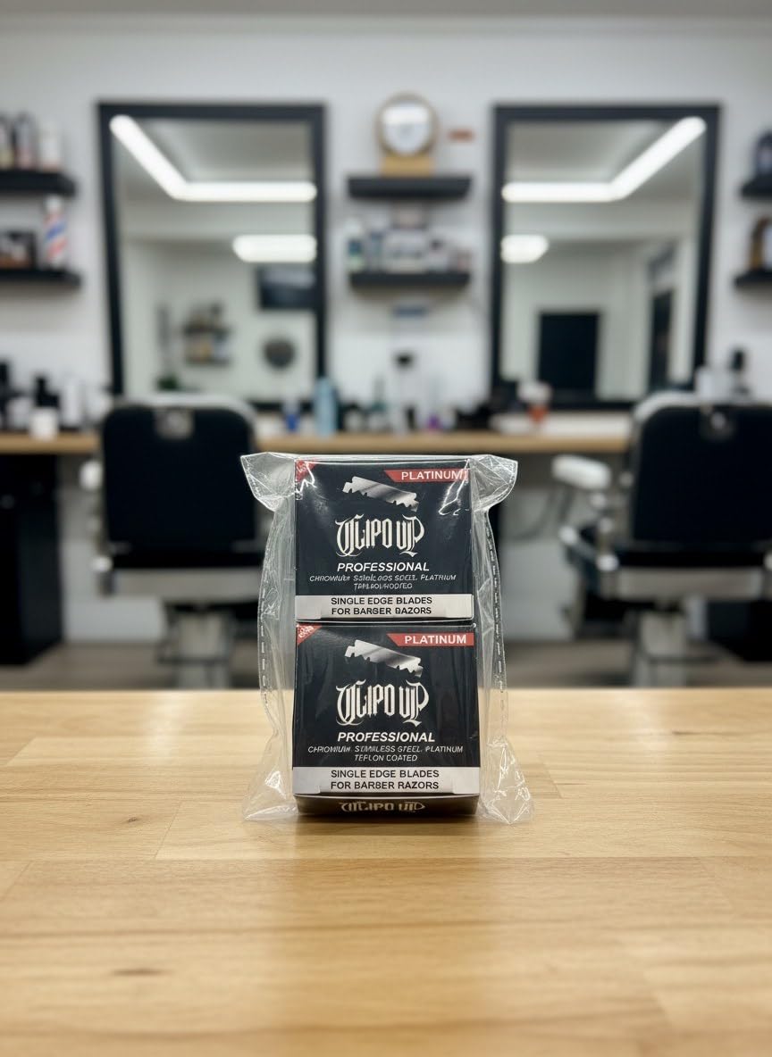 2X Professional Platinum Single Edge Barber Razor Blades, 100-Pack, Chromium Stainless Steel, Teflon Coated CLIPD UP (200 blades)