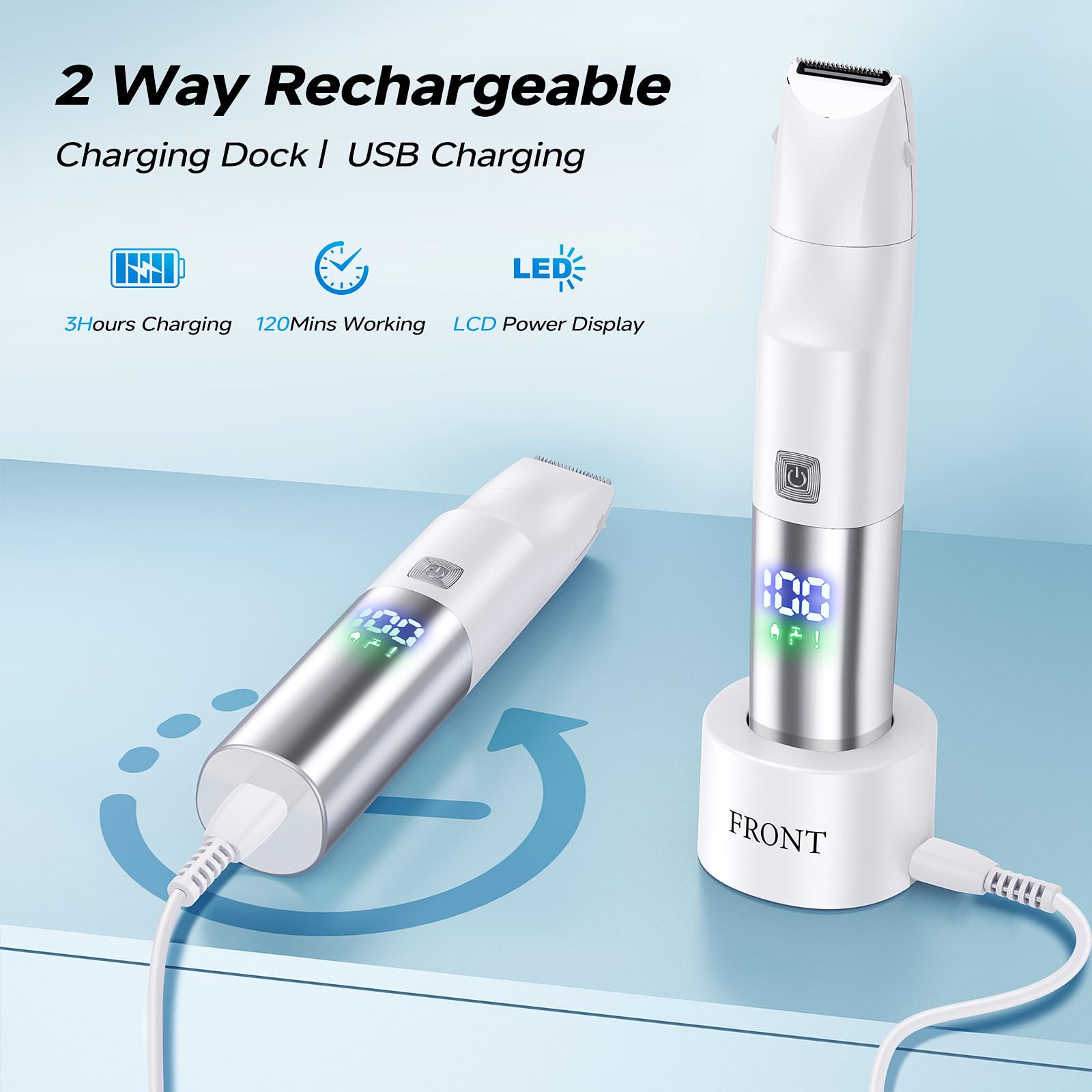 Bikini Trimmer for Women - 6 in 1 Electric Razors for Women, Cordless Rechargeable Electric Shaver, IPX7 Waterproof Wet Dry Lady Body Hair Remover for Face Nose Eyebrow Arm Leg Pubic Armpit